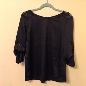 Blacky silky and lace blouse